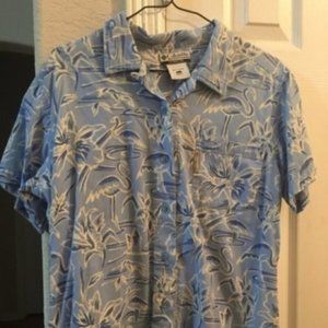 Columbia blue flamingo button up shirt L